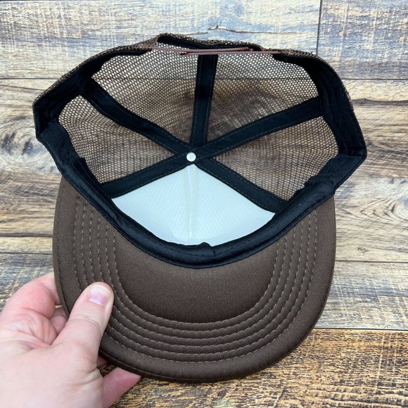 Retro Columbus Blue Jackets Mens Trucker Hat Brown Snapback NHL Hockey Cap - Picture 5 of 7